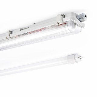 8x FW062L Feuchtraum Wannenleuchte 60cm 2x Röhre 9W G13 4000K