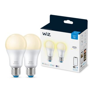 2x WiZ Smart LED A60 Birnen 8W = 60W E27 matt 806lm warmweiß 2700K dimmbar App Google Alexa WiFi