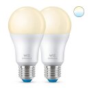 2x WiZ Smart LED A60 Birnen 8W = 60W E27 matt 806lm warmweiß 2700K dimmbar App Google Alexa WiFi