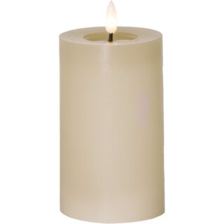 STARtrading LED-Echtwachs-Kerze "Flamme Flow Pillar" 15cm beige 060-12