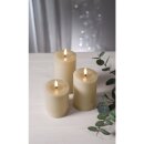 STARtrading LED-Echtwachs-Kerze "Flamme Flow Pillar" 15cm beige 060-12
