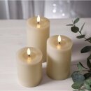 STARtrading LED-Echtwachs-Kerze "Flamme Flow Pillar" 17,5cm beige 060-13