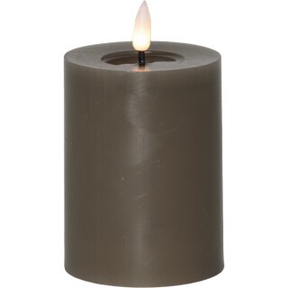 STARtrading LED-Echtwachs-Kerze "Flamme Flow Pillar" 12,5cm taupe 060-17