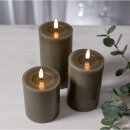 STARtrading LED-Echtwachs-Kerze "Flamme Flow Pillar" 12,5cm taupe 060-17