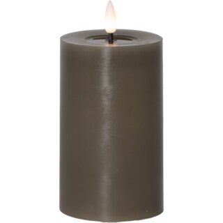 STARtrading LED-Echtwachs-Kerze "Flamme Flow Pillar" 15cm taupe 060-18