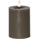 STARtrading LED-Echtwachs-Kerze "Flamme Flow Pillar" 15cm taupe 060-18