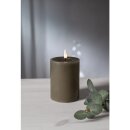 STARtrading LED-Echtwachs-Kerze "Flamme Flow Pillar" 15cm taupe 060-18