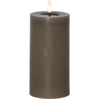 STARtrading LED-Echtwachs-Kerze "Flamme Flow Pillar" 17,5cm taupe 060-19