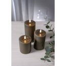 STARtrading LED-Echtwachs-Kerze "Flamme Flow Pillar" 17,5cm taupe 060-19