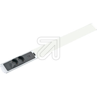 BOLD LED-Anbauleuchte alu-schwarz 4000K 18W 11596 mit 2fach Steckdose + USB-Anschlüsse