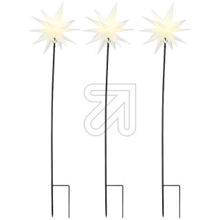 Saico Kunststoffsterne weiß 35cm mit Bodenspieß 3er-Set CAS6400