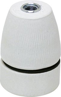 Schaum Porzellan-Fassung E27 mit Metallnippel M10x1, Feststellschraube und Dichtring, bis 230°C